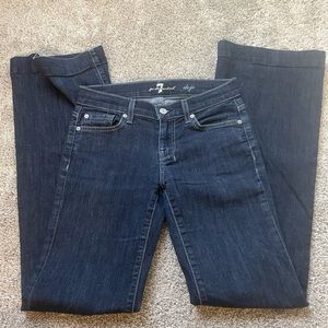 7 For All Mankind Dojo Jeans, Flare Bootcut Blue Jeans, Bedazzled Pockets